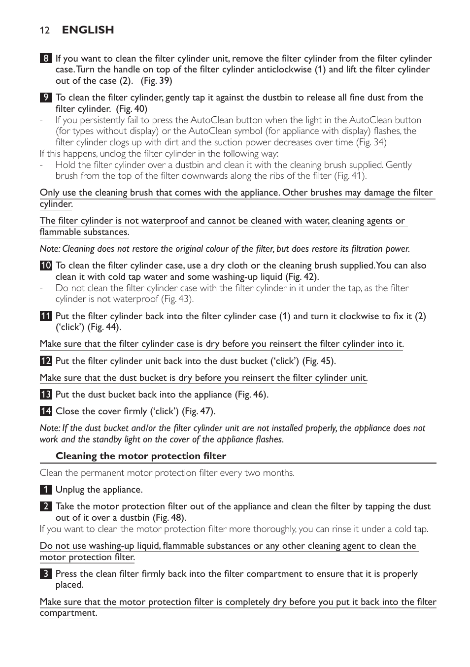 Cleaning the motor protection filter | Philips FC9264 User Manual | Page 12 / 184