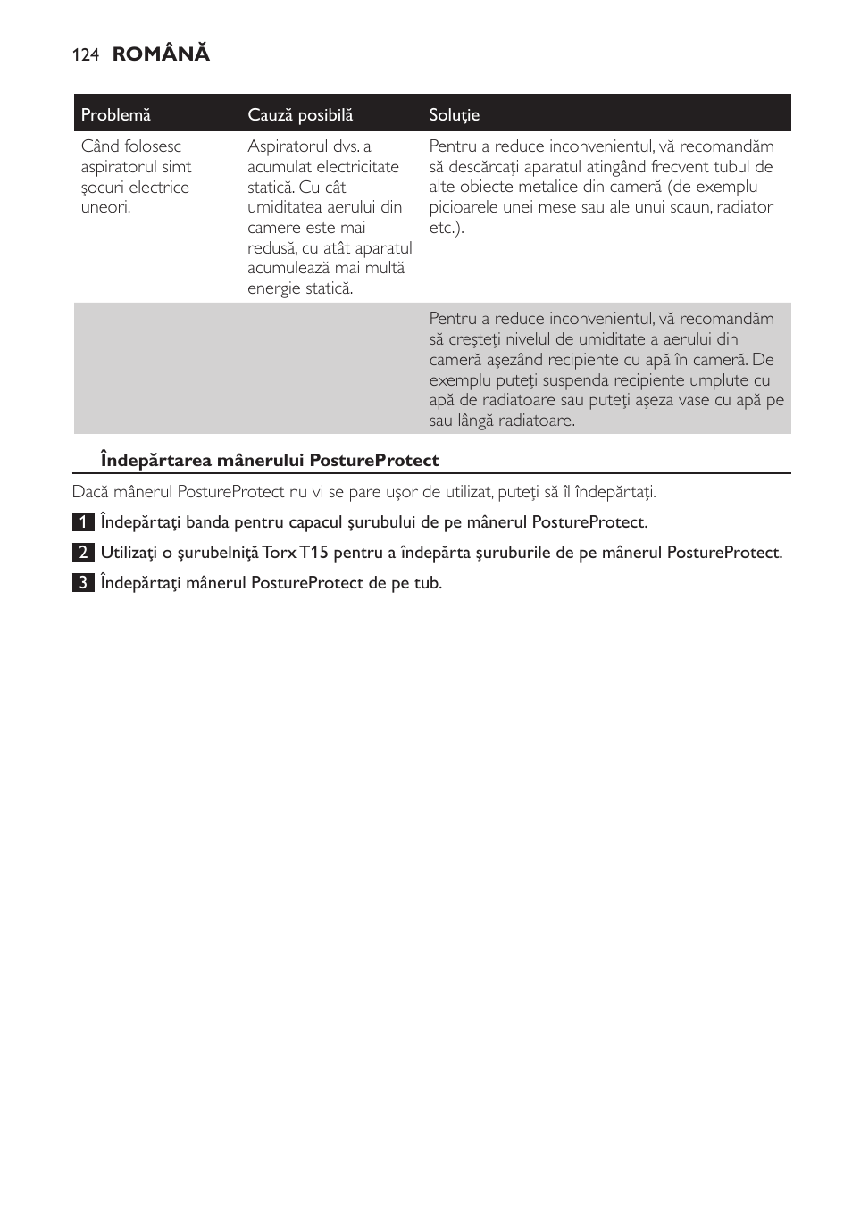 Îndepărtarea mânerului postureprotect | Philips FC9264 User Manual | Page 124 / 184