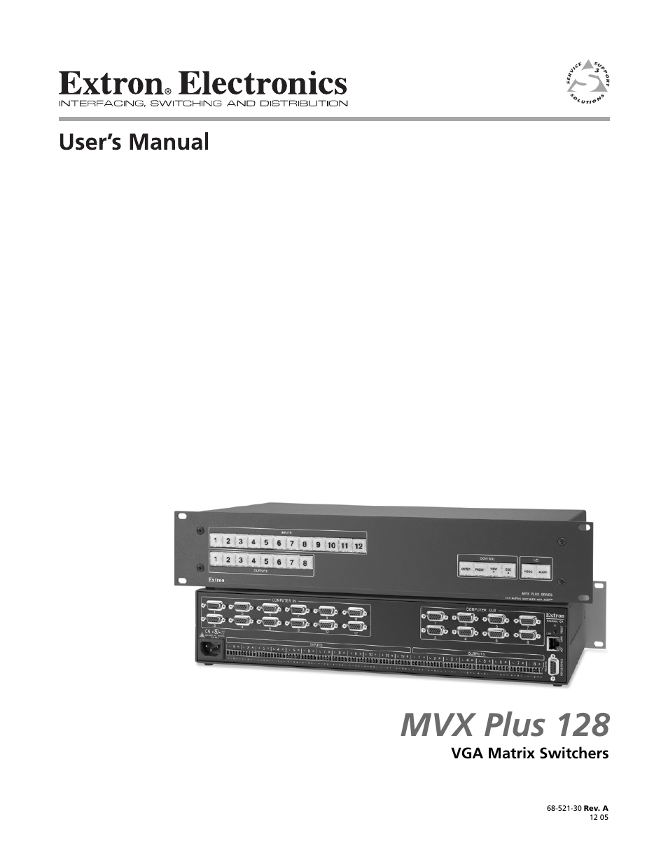 Extron electronic VGA MATRIX SWITCHERS MVX PLUS 128 User Manual | 148 pages