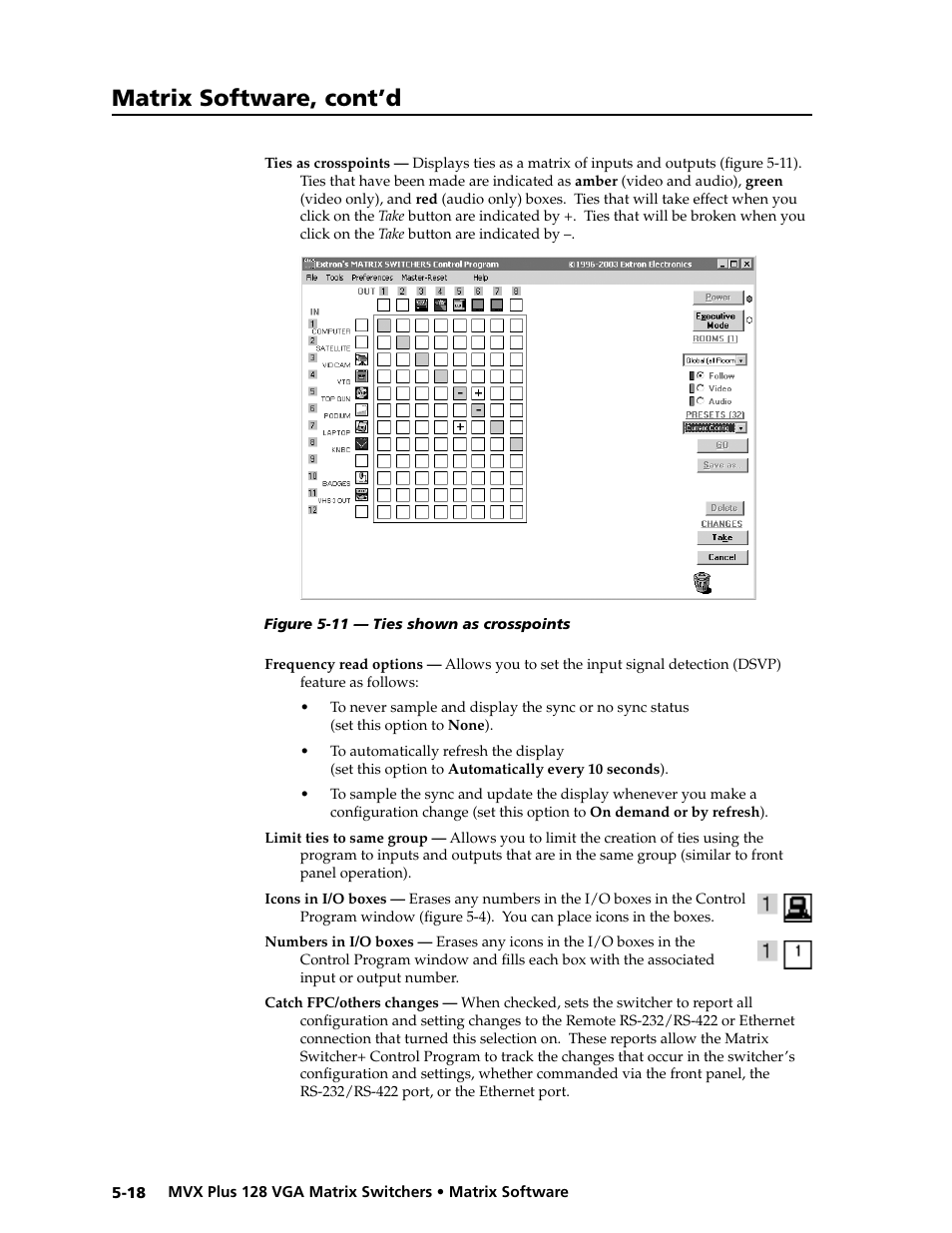 Preliminar y, Matrix software, cont’d | Extron electronic VGA MATRIX SWITCHERS MVX PLUS 128 User Manual | Page 106 / 148
