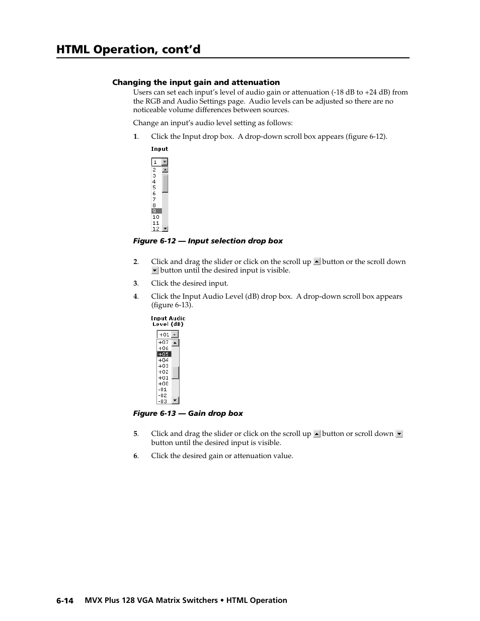 Preliminar y, Html operation, cont’d | Extron electronic VGA MATRIX SWITCHERS MVX PLUS 128 User Manual | Page 122 / 148