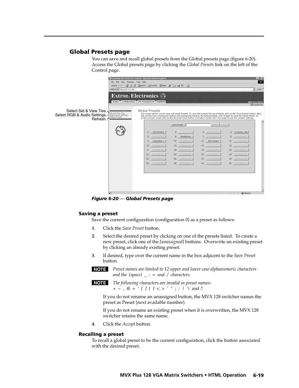 Preliminar y | Extron electronic VGA MATRIX SWITCHERS MVX PLUS 128 User Manual | Page 127 / 148