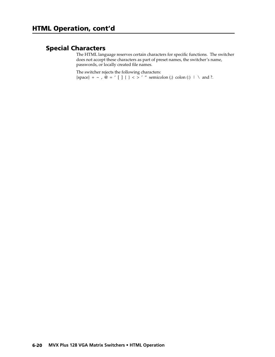 Preliminar y | Extron electronic VGA MATRIX SWITCHERS MVX PLUS 128 User Manual | Page 128 / 148
