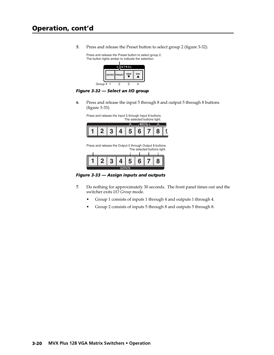 Preliminar y, Operation, cont’d | Extron electronic VGA MATRIX SWITCHERS MVX PLUS 128 User Manual | Page 42 / 148