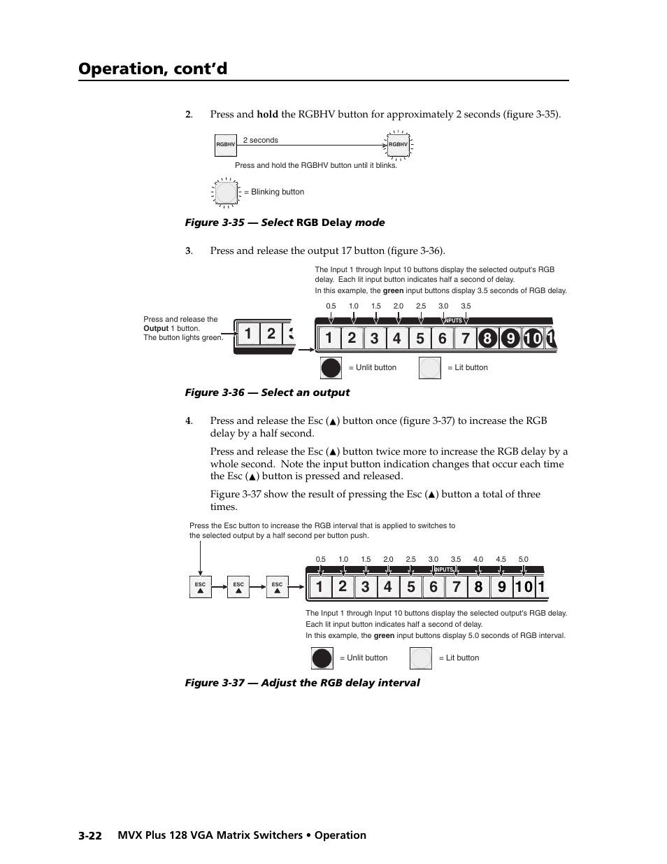 Preliminar y, Operation, cont’d | Extron electronic VGA MATRIX SWITCHERS MVX PLUS 128 User Manual | Page 44 / 148