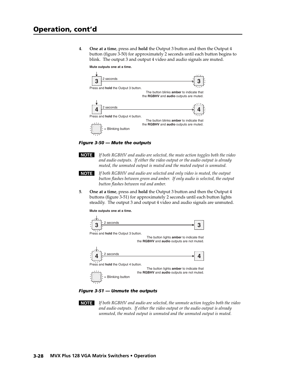 Preliminar y, Operation, cont’d | Extron electronic VGA MATRIX SWITCHERS MVX PLUS 128 User Manual | Page 50 / 148