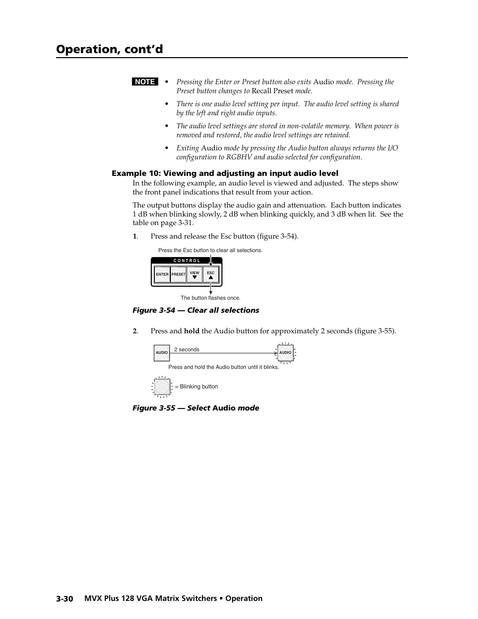 Preliminar y, Operation, cont’d | Extron electronic VGA MATRIX SWITCHERS MVX PLUS 128 User Manual | Page 52 / 148