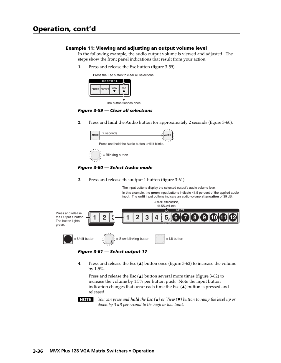 Preliminar y, Operation, cont’d | Extron electronic VGA MATRIX SWITCHERS MVX PLUS 128 User Manual | Page 58 / 148