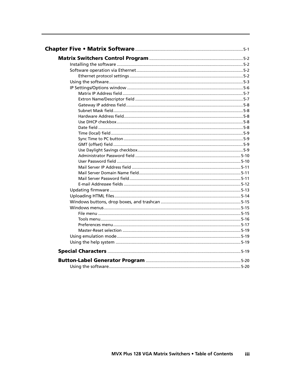 Preliminar y | Extron electronic VGA MATRIX SWITCHERS MVX PLUS 128 User Manual | Page 7 / 148