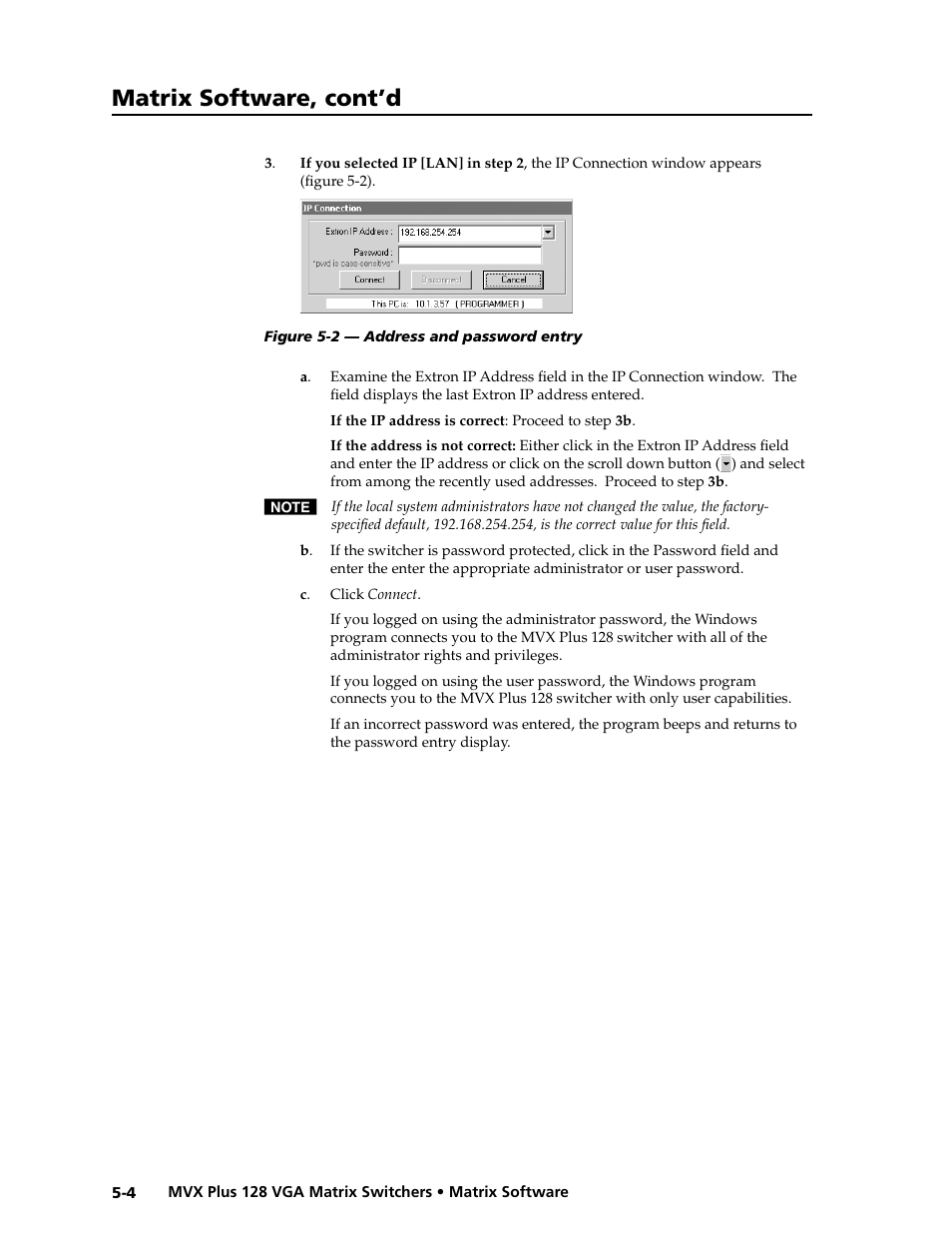 Preliminar y, Matrix software, cont’d | Extron electronic VGA MATRIX SWITCHERS MVX PLUS 128 User Manual | Page 92 / 148