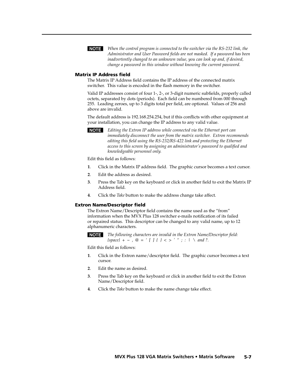 Preliminar y | Extron electronic VGA MATRIX SWITCHERS MVX PLUS 128 User Manual | Page 95 / 148