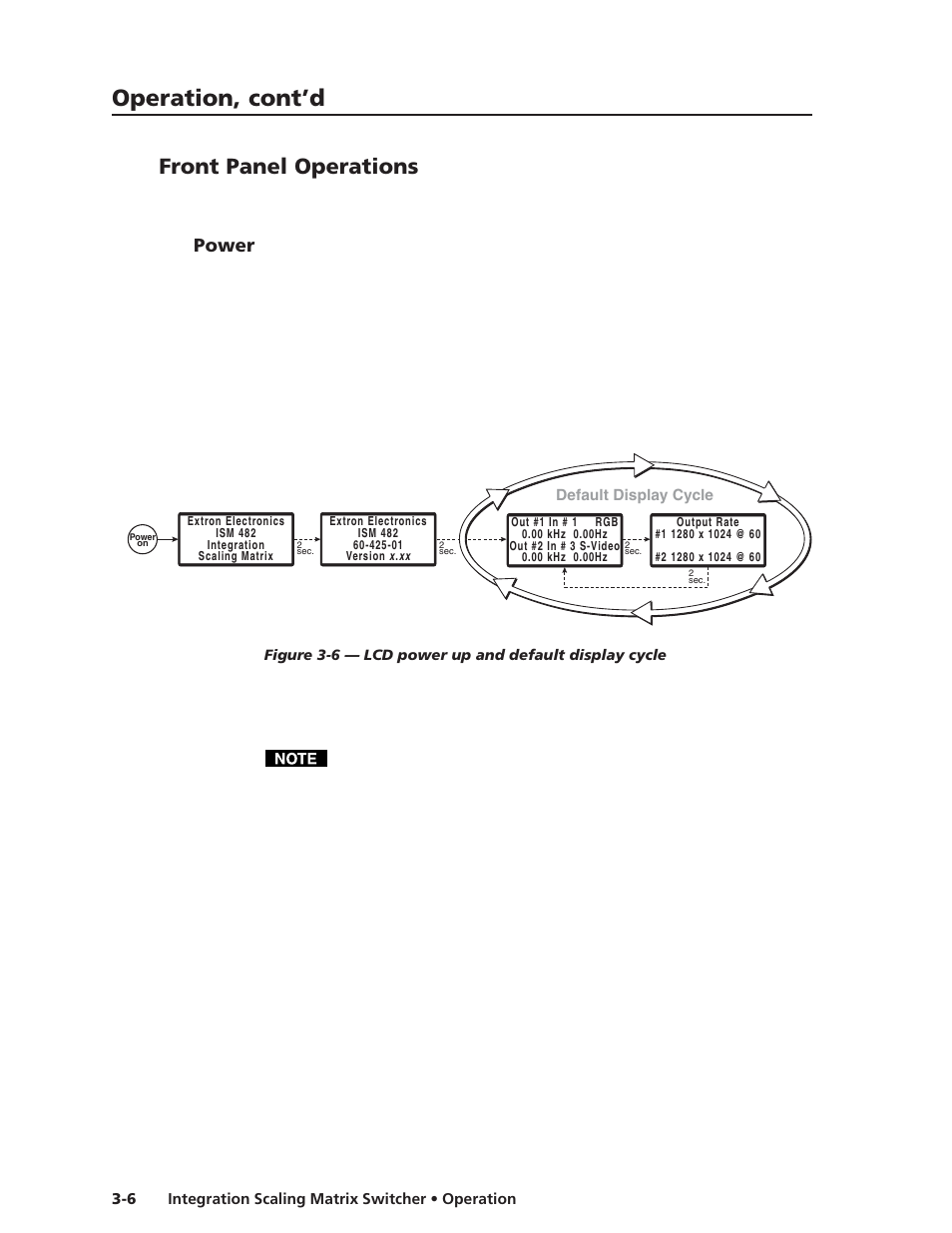 Front panel operations, Power, Operation, cont’d | Extron electronic ISM 482 User Manual | Page 31 / 105