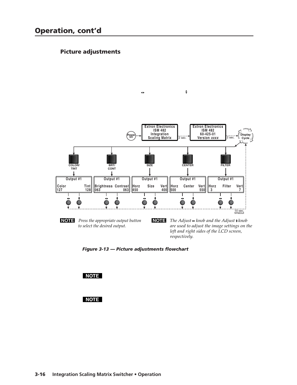 Picture adjustments, Operation, cont’d | Extron electronic ISM 482 User Manual | Page 41 / 105
