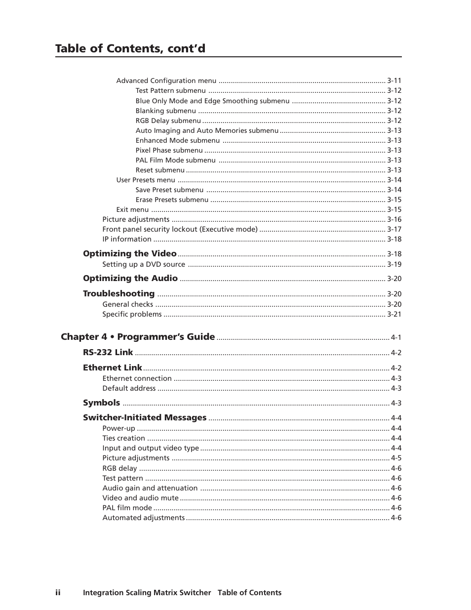 Table of contents, cont’d | Extron electronic ISM 482 User Manual | Page 7 / 105