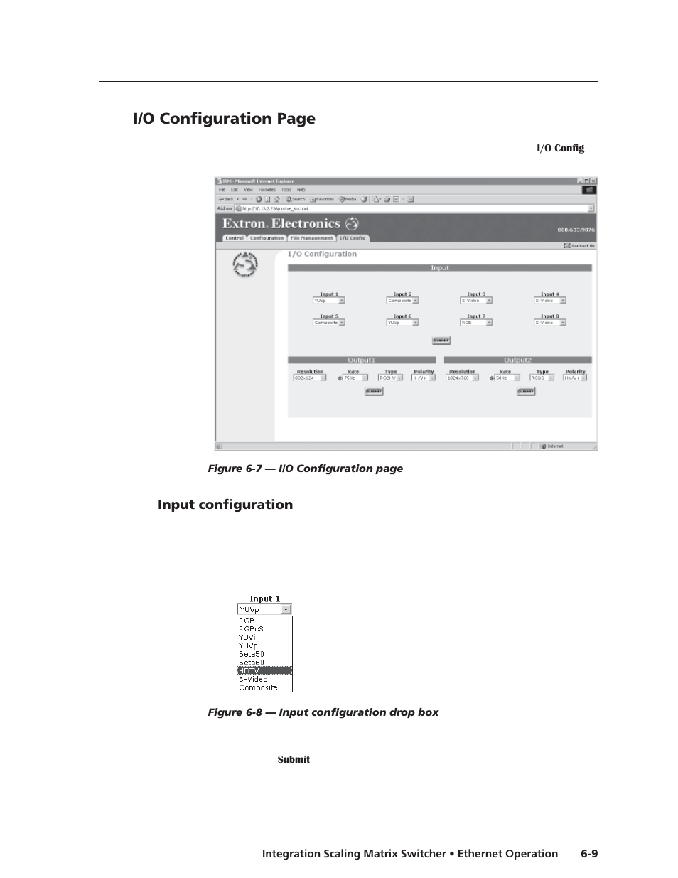 Input configuration, I/o configuration page | Extron electronic ISM 482 User Manual | Page 80 / 105