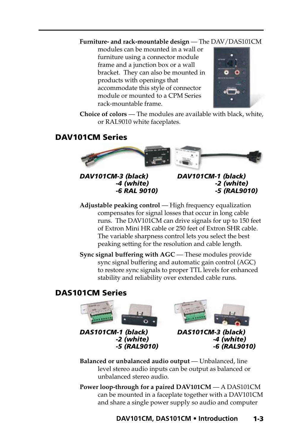 Dav101cm series, Das101cm series, Dav101cm series -3 das101cm series -3 | Extron Electronics DAV_DAS101CM User Manual | Page 11 / 30