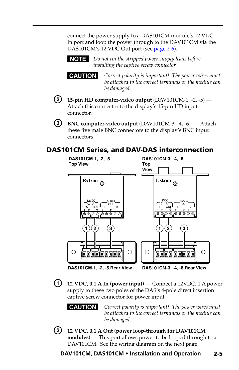 Das101cm series, and dav-das interconnection, Das101cm series, and dav-das interconnection -5 | Extron Electronics DAV_DAS101CM User Manual | Page 17 / 30