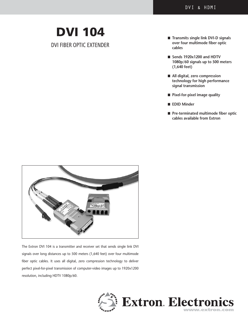 Extron electronic DVI 104 User Manual | 4 pages