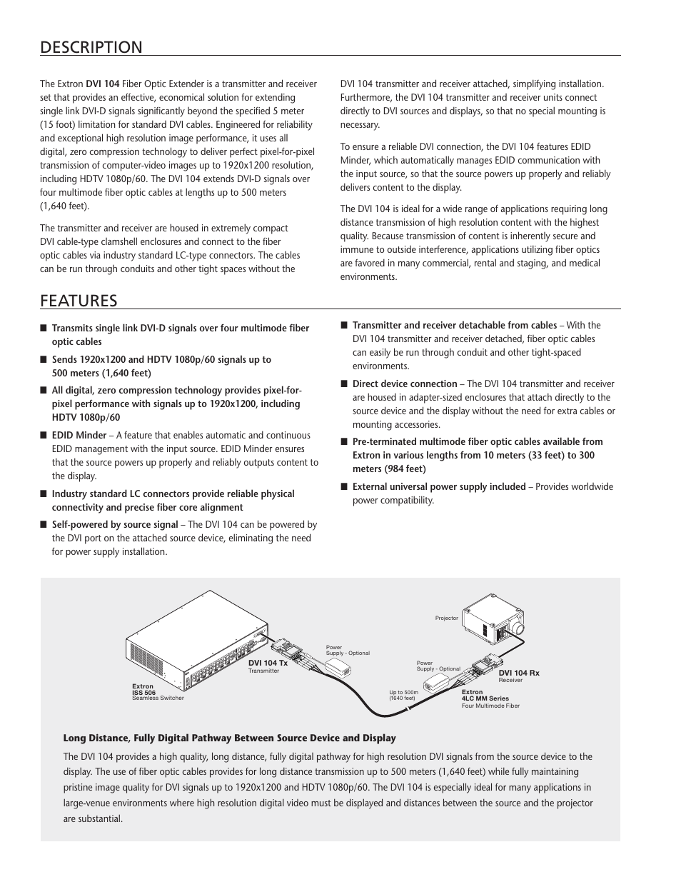 Features description | Extron electronic DVI 104 User Manual | Page 2 / 4