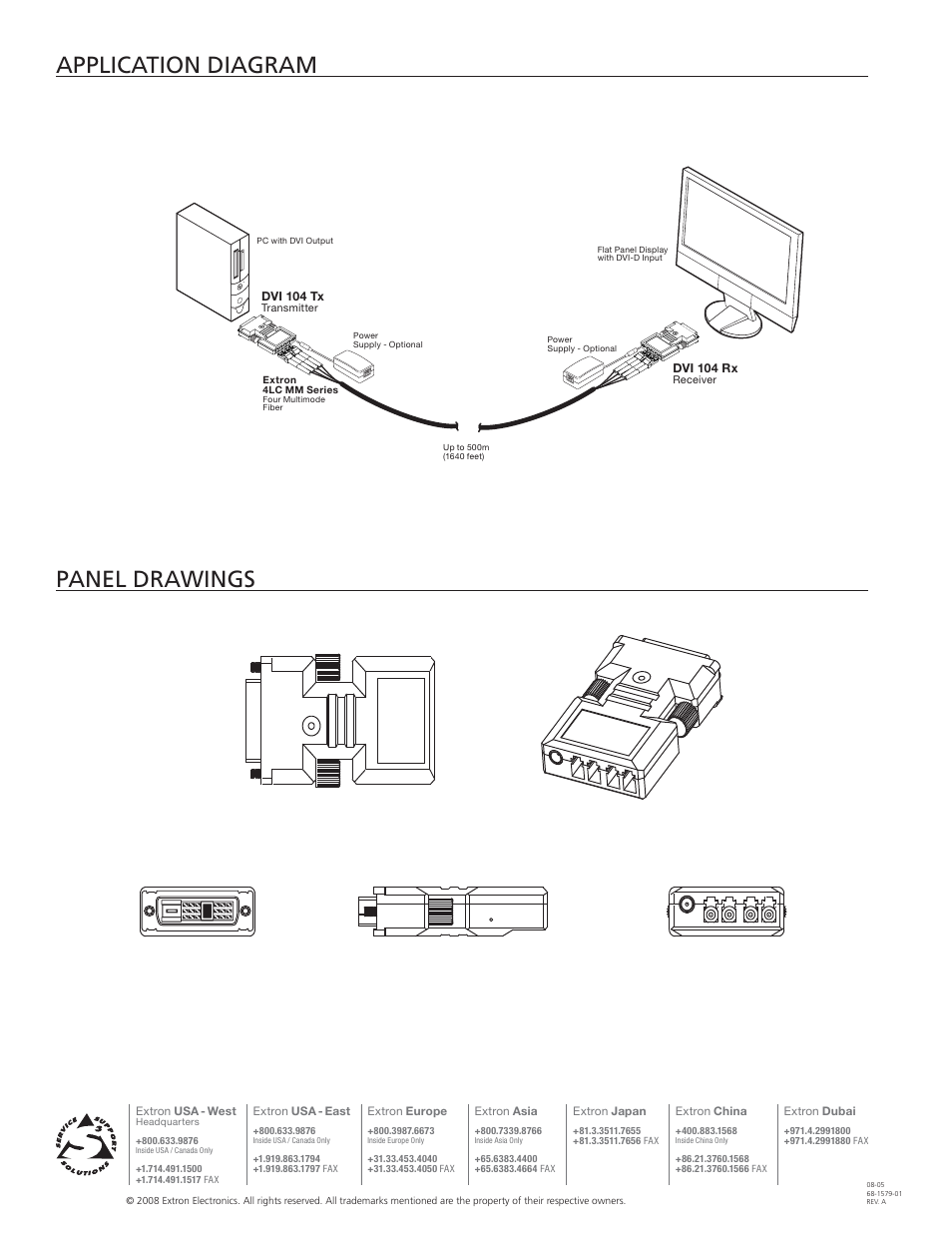 Application diagram panel drawings | Extron electronic DVI 104 User Manual | Page 4 / 4