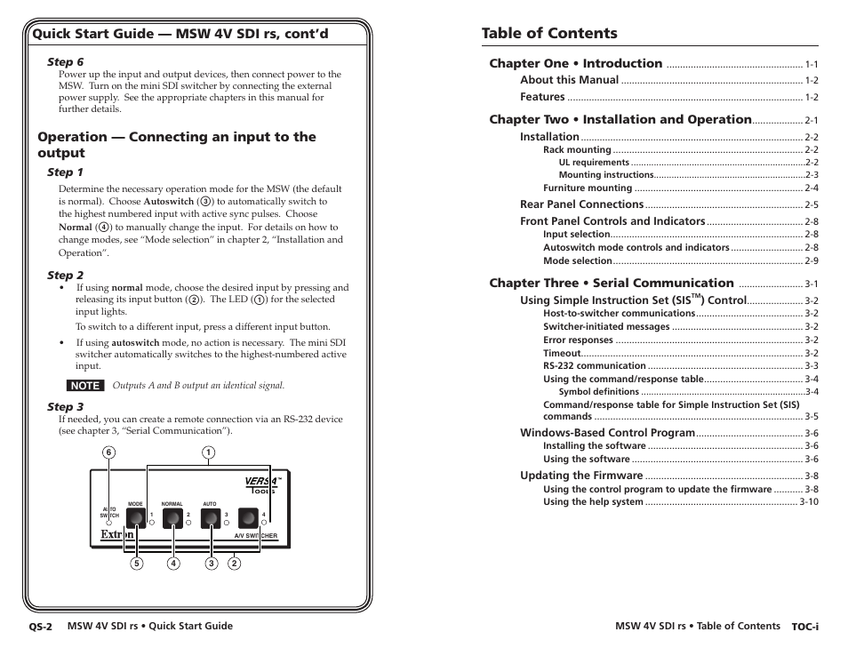 Extron Electronics MSW 4V SDI rs User Manual | Page 5 / 20