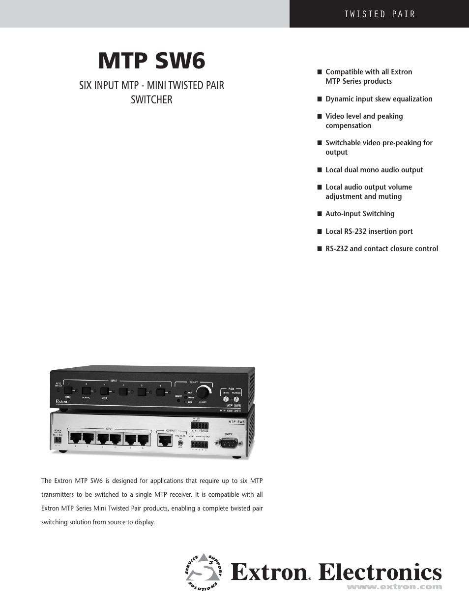Extron electronic MTP SW6 User Manual | 4 pages