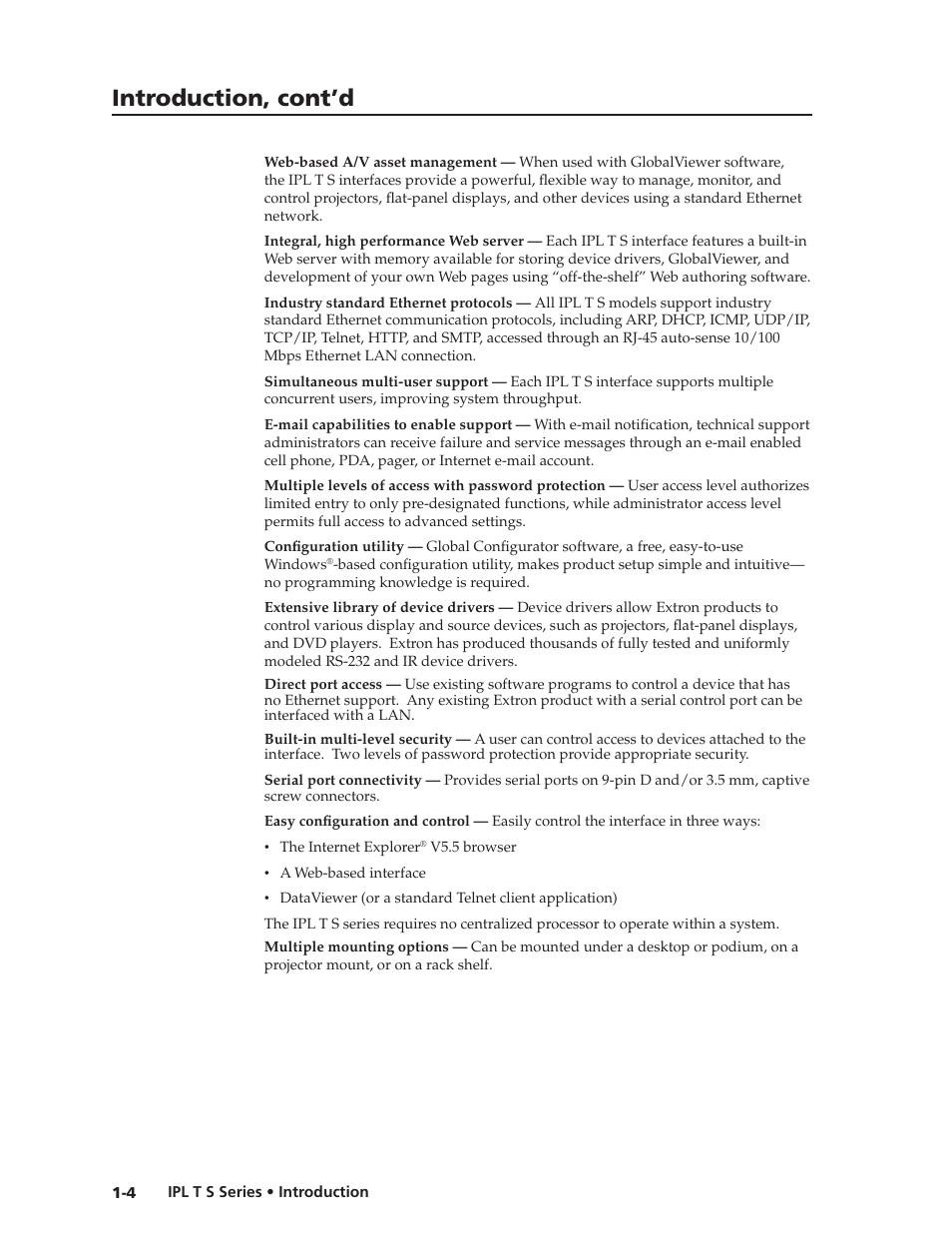 Introduction, cont’d | Extron electronic IPL T S Series User Manual | Page 12 / 79
