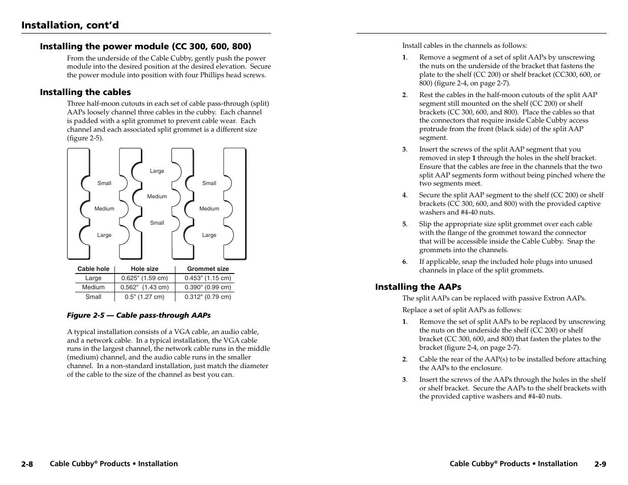 Installation, cont’d | Extron electronic Cable Cubby 800  EU User Manual | Page 11 / 33
