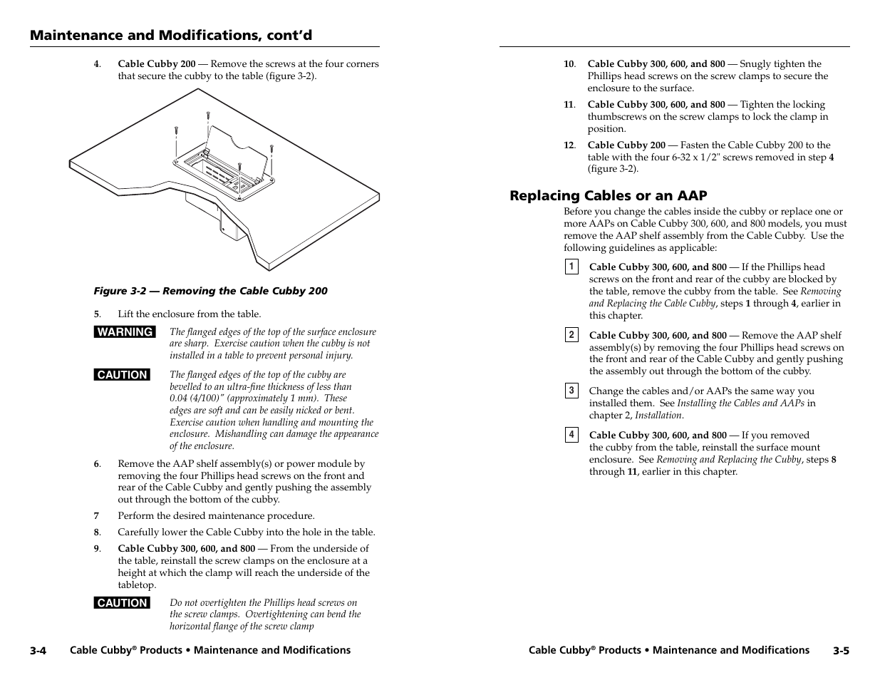 Maintenance and modifi cations, cont’d, Replacing cables or an aap | Extron electronic Cable Cubby 800  EU User Manual | Page 16 / 33