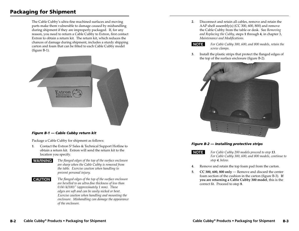 Packaging for shipment | Extron electronic Cable Cubby 800  EU User Manual | Page 28 / 33