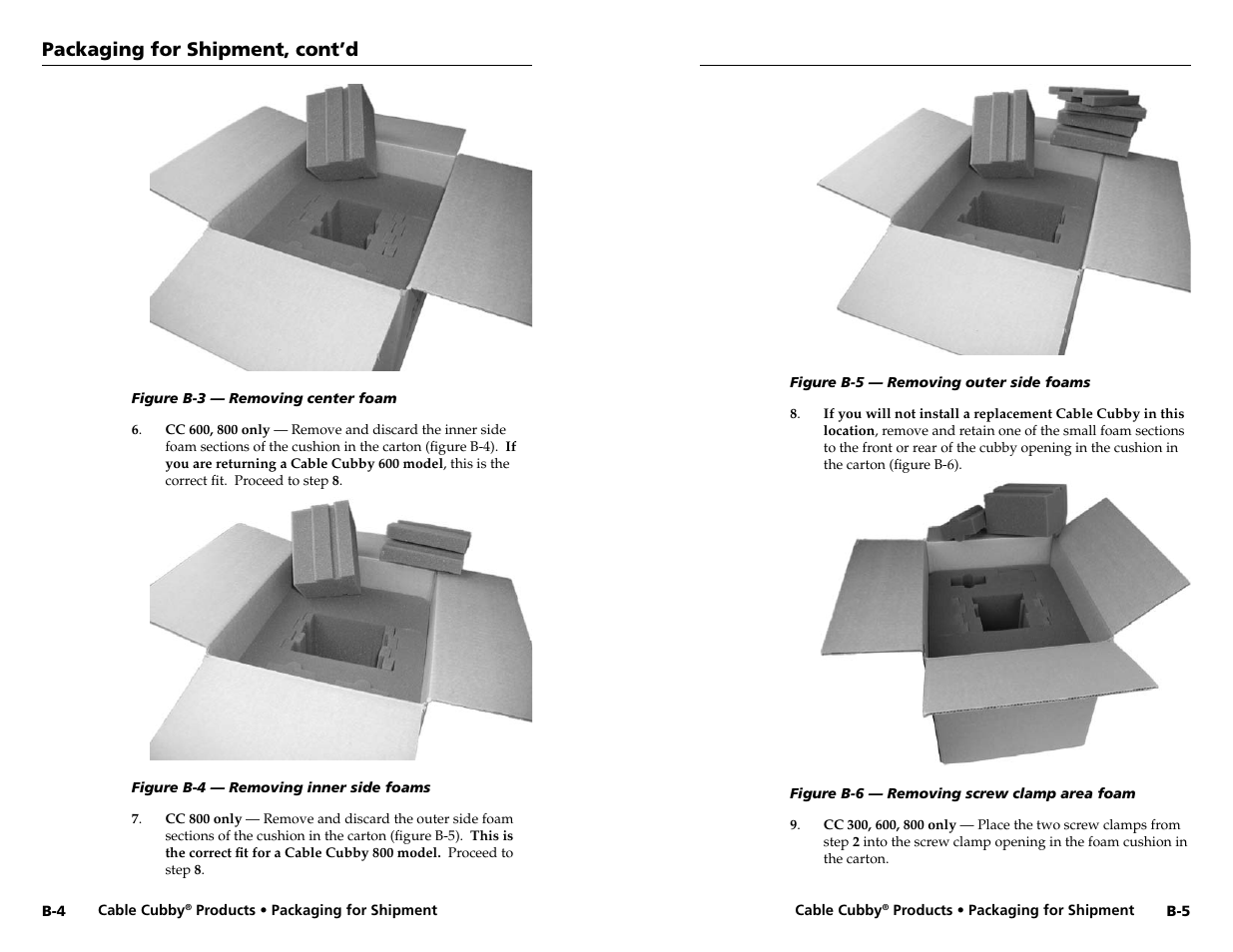 Packaging for shipment, cont’d | Extron electronic Cable Cubby 800  EU User Manual | Page 29 / 33