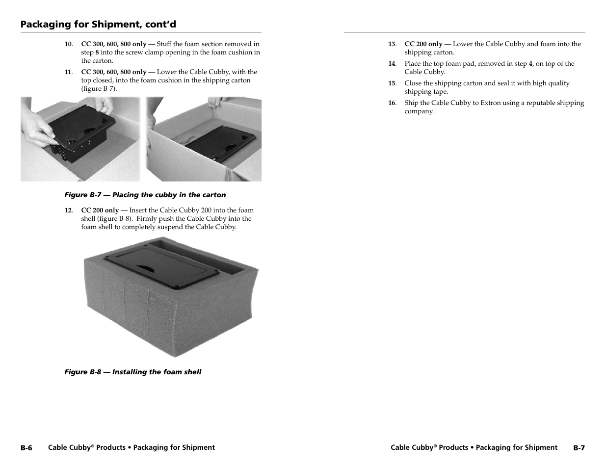 Packaging for shipment, cont’d | Extron electronic Cable Cubby 800  EU User Manual | Page 30 / 33