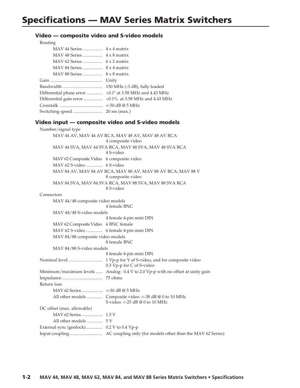 Extron electronic MAV 48 Series User Manual | 5 pages