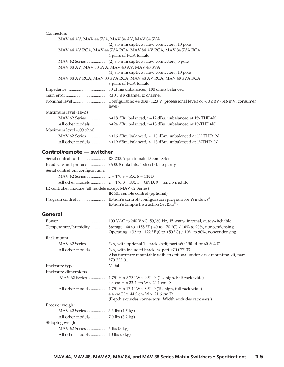 Extron electronic MAV 48 Series User Manual | Page 4 / 5