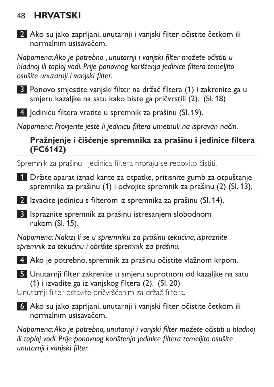 Philips FC6142 User Manual | Page 48 / 160