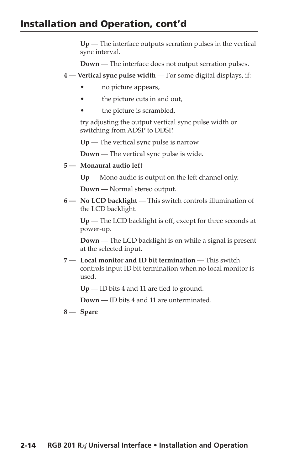 Installation and operation, cont’d | Extron Electronics RGB 201 User Manual | Page 26 / 46