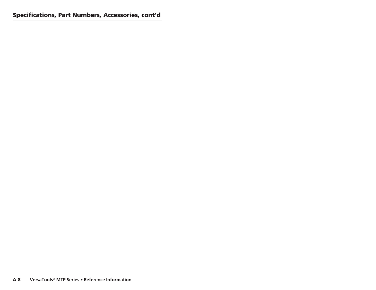 Specifications, part numbers, accessories, cont’d | Extron Electronics VersaTools MTP Series User Manual | Page 22 / 22