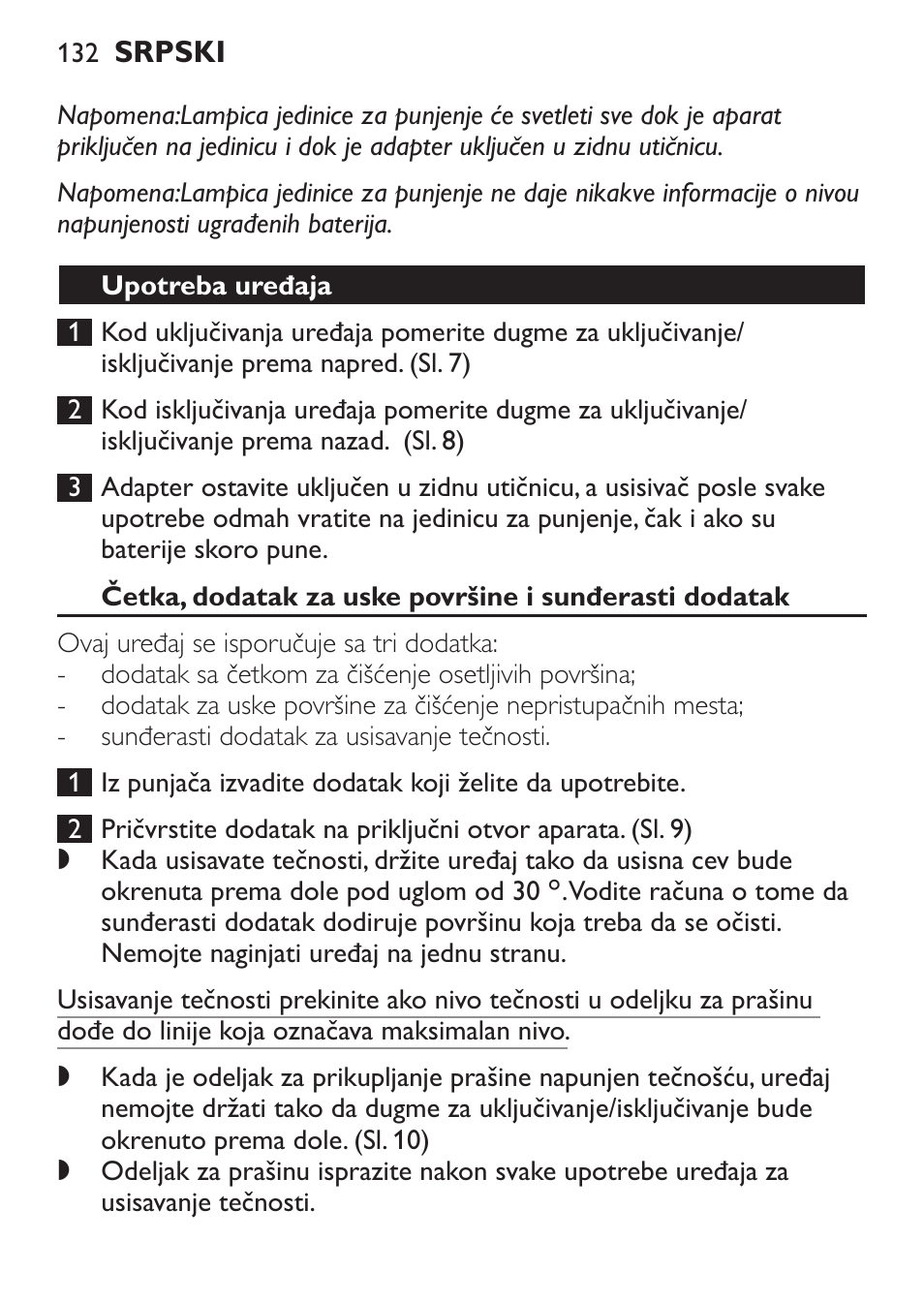 Upotreba uređaja | Philips FC6055 User Manual | Page 132 / 152