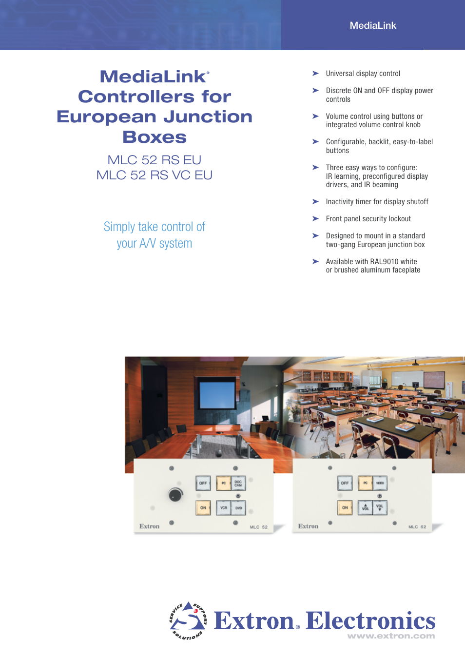 Extron electronic MediaLink Controllers MLC 52 RS EU User Manual | 4 pages