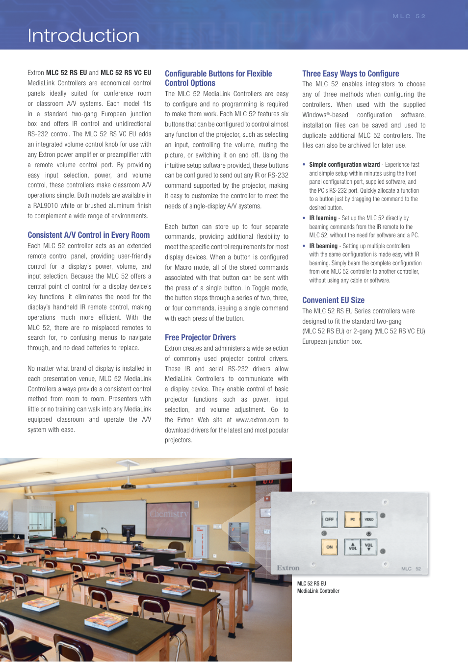 Introduction | Extron electronic MediaLink Controllers MLC 52 RS EU User Manual | Page 2 / 4