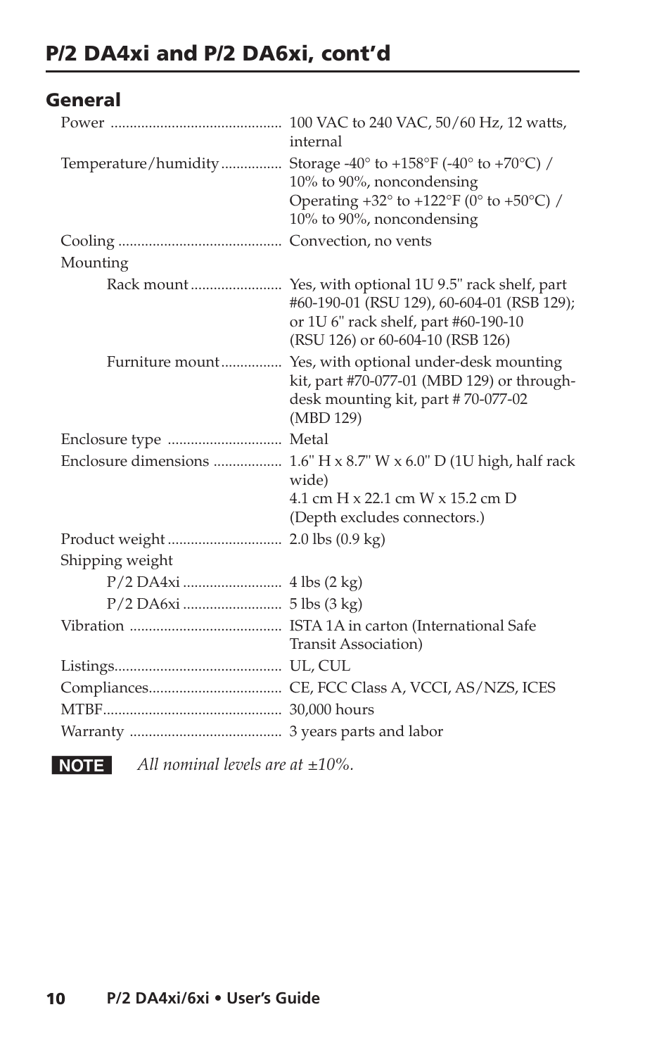 P/2 da4xi and p/2 da6xi, cont’d, General | Extron electronic VGA Distribution Amplifiers P/2 DA6xi s User Manual | Page 14 / 20