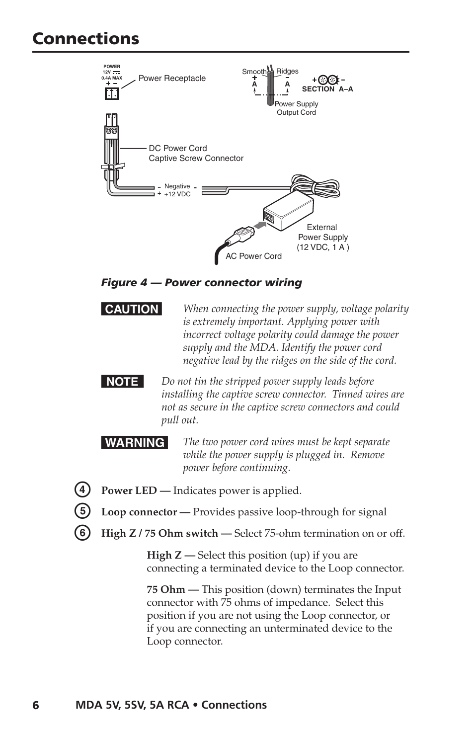 Connections | Extron Electronics MDA 5V User Manual | Page 8 / 16