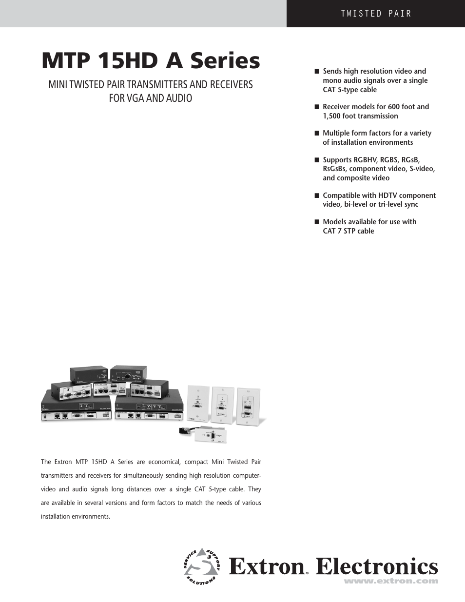 Extron electronic MTP T 15HD A D User Manual | 6 pages
