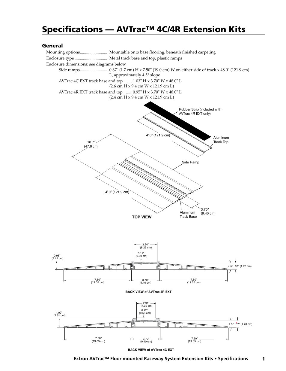 Extron electronic Extension Kits AVTrac 4C User Manual | 2 pages