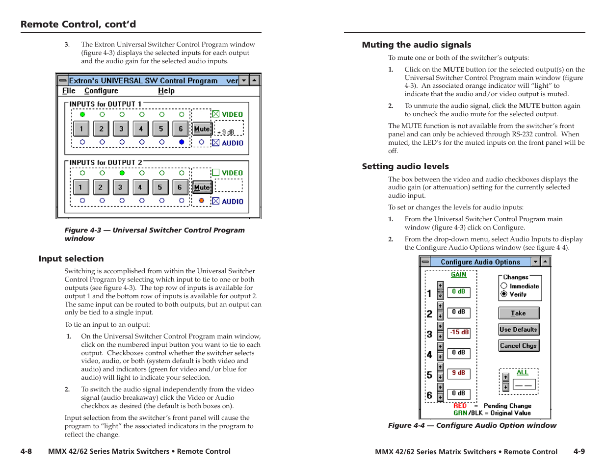 Remote control, cont’d | Extron electronic MMX 42 User Manual | Page 18 / 23