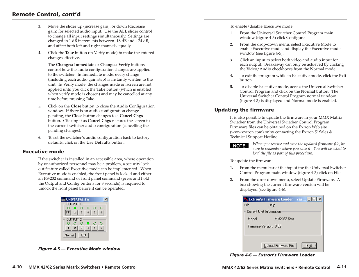 Remote control, cont’d | Extron electronic MMX 42 User Manual | Page 19 / 23