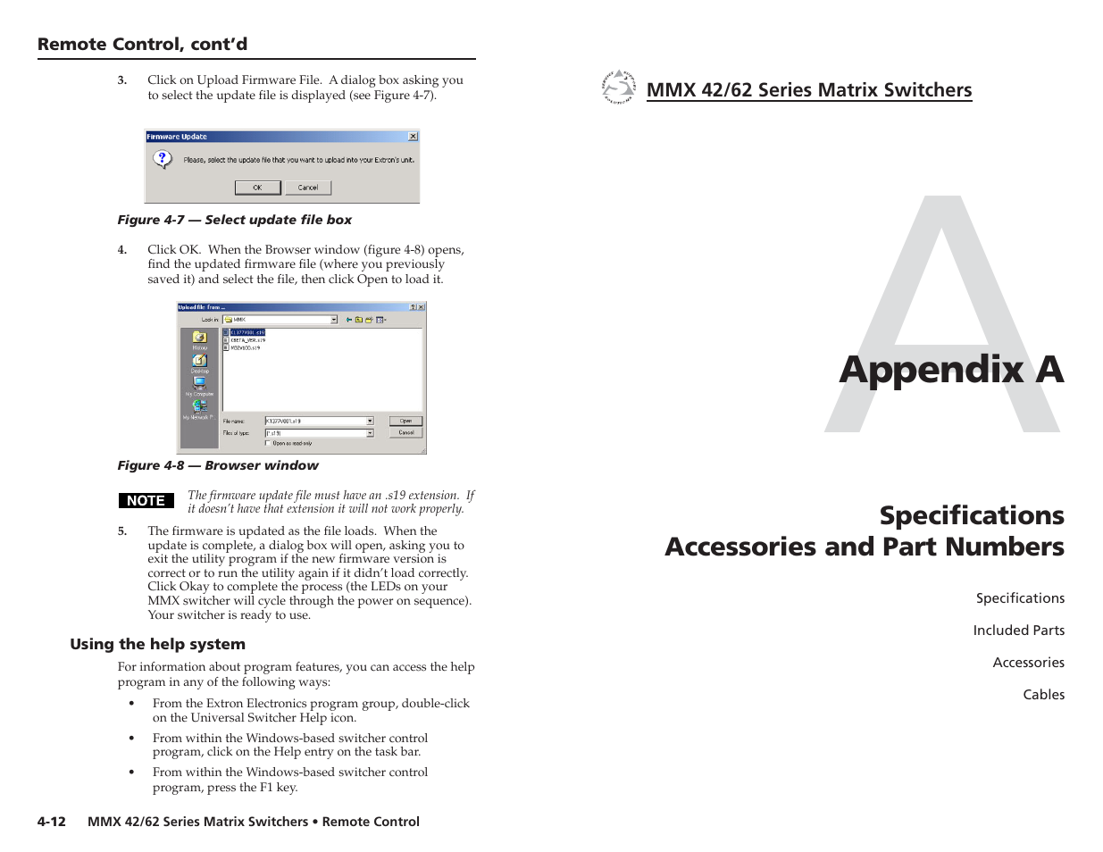 Appendix a | Extron electronic MMX 42 User Manual | Page 20 / 23