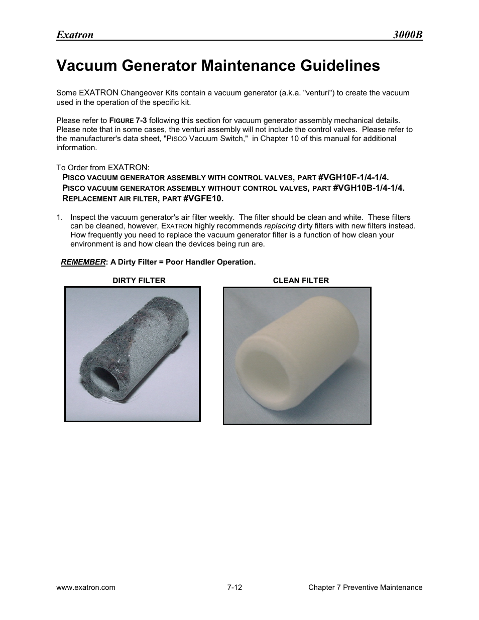 Vacuum generator maintenance guidelines, Acuum, Enerator | Aintenance, Uidelines, Exatron 3000b | Extron electronic 3000B User Manual | Page 137 / 187