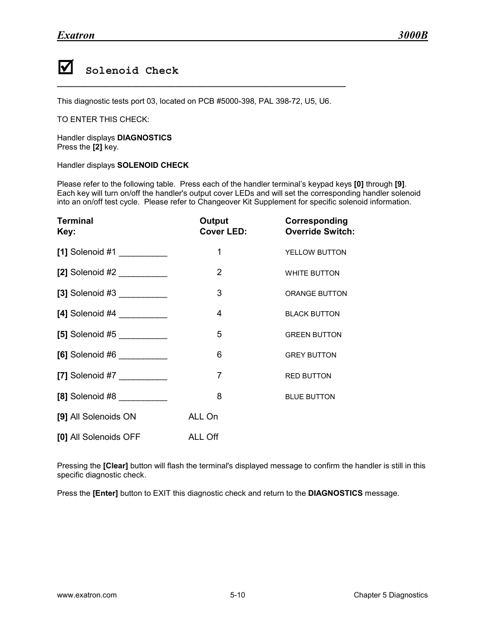 Solenoid check, Solenoid check -10 | Extron electronic 3000B User Manual | Page 89 / 187