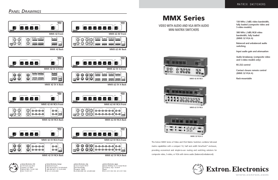 Mmx series, Anel, Rawings | Matrix switchers | Extron electronic MMX 32 VGA A User Manual | Page 4 / 4